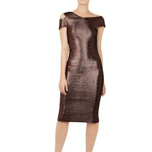 ***** BRAND NEW TED BAKER DRESS One sleeve detail metallic dress **** 
 SIZE 4